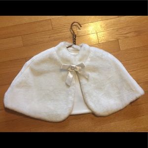 White faux fur girls wrap